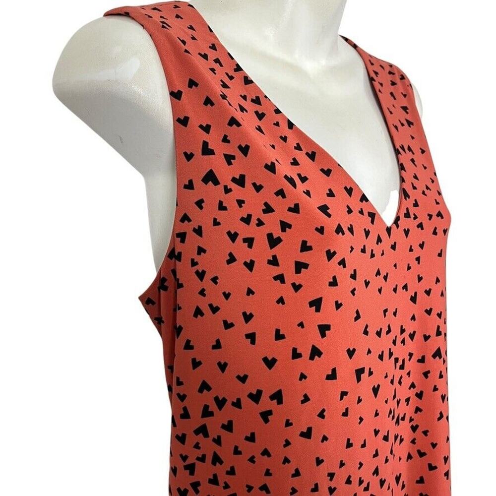 Anne Klein Womens Orange Black Stretch Jersey Knit Sleeveless V-Neck Dress sz L - Picture 6 of 16